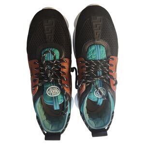 Versace Men’s Chain Reaction Sneakers Size 12 US/ Black/Turquoise/Brown Auth COA